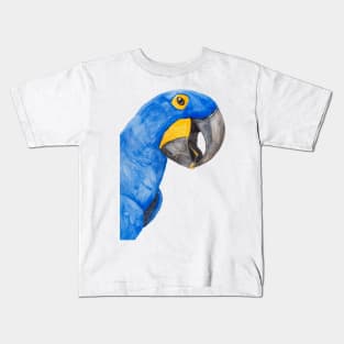 hyacinth macaw blue parrot bresil watercolor art print Kids T-Shirt